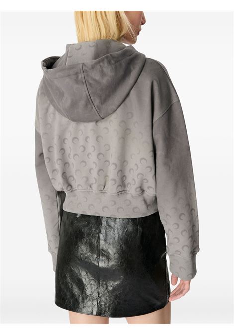 moon fleece cropped zipped hoodie woman grey MARINE SERRE | WST019ACJER0073GR90